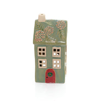 LANGS Evergreen Christmas Tall House Candle Holder 20cm