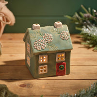 LANGS Evergreen Christmas House Candle Holder 14.5cm