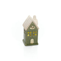 LANGS Evergreen LED Ceramic House with Embossed Bells 13cm