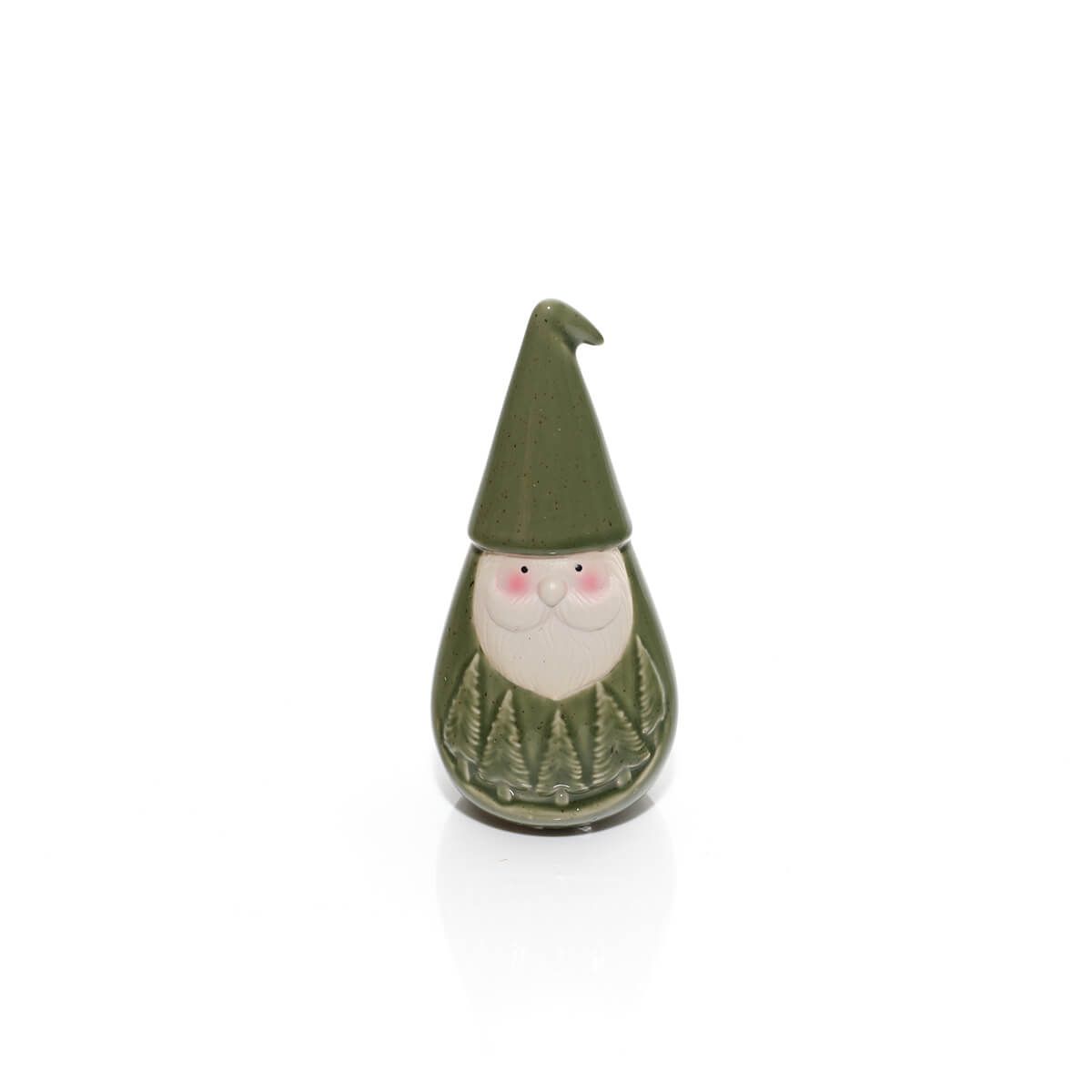 LANGS Evergreen Santa with Embossed Christmas Trees Figurine 18.5cm