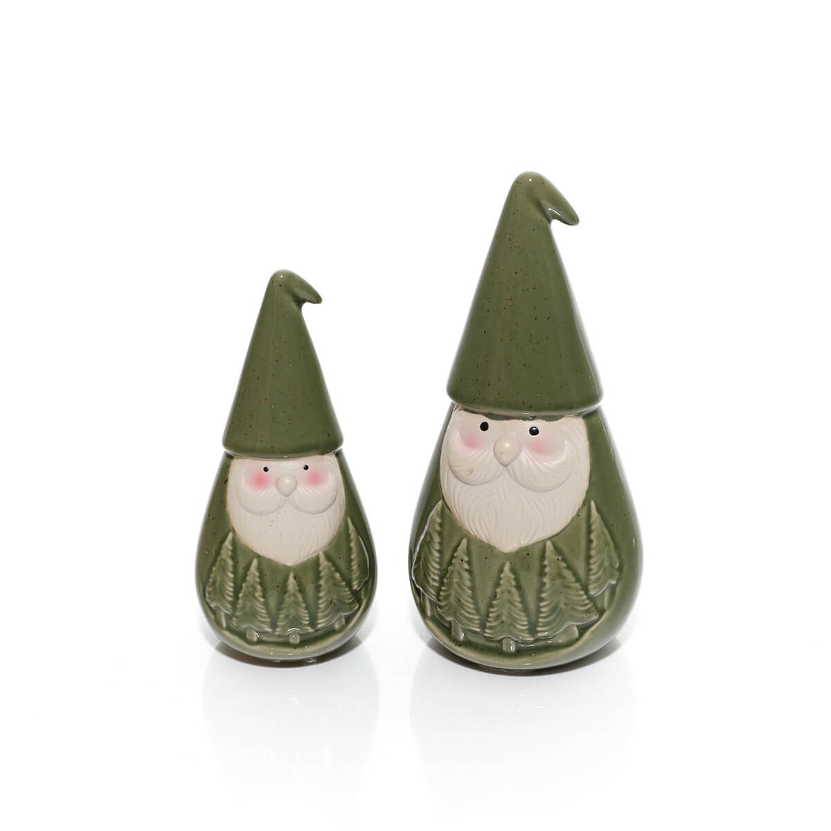 LANGS Evergreen Santa with Embossed Christmas Trees Figurine 18.5cm