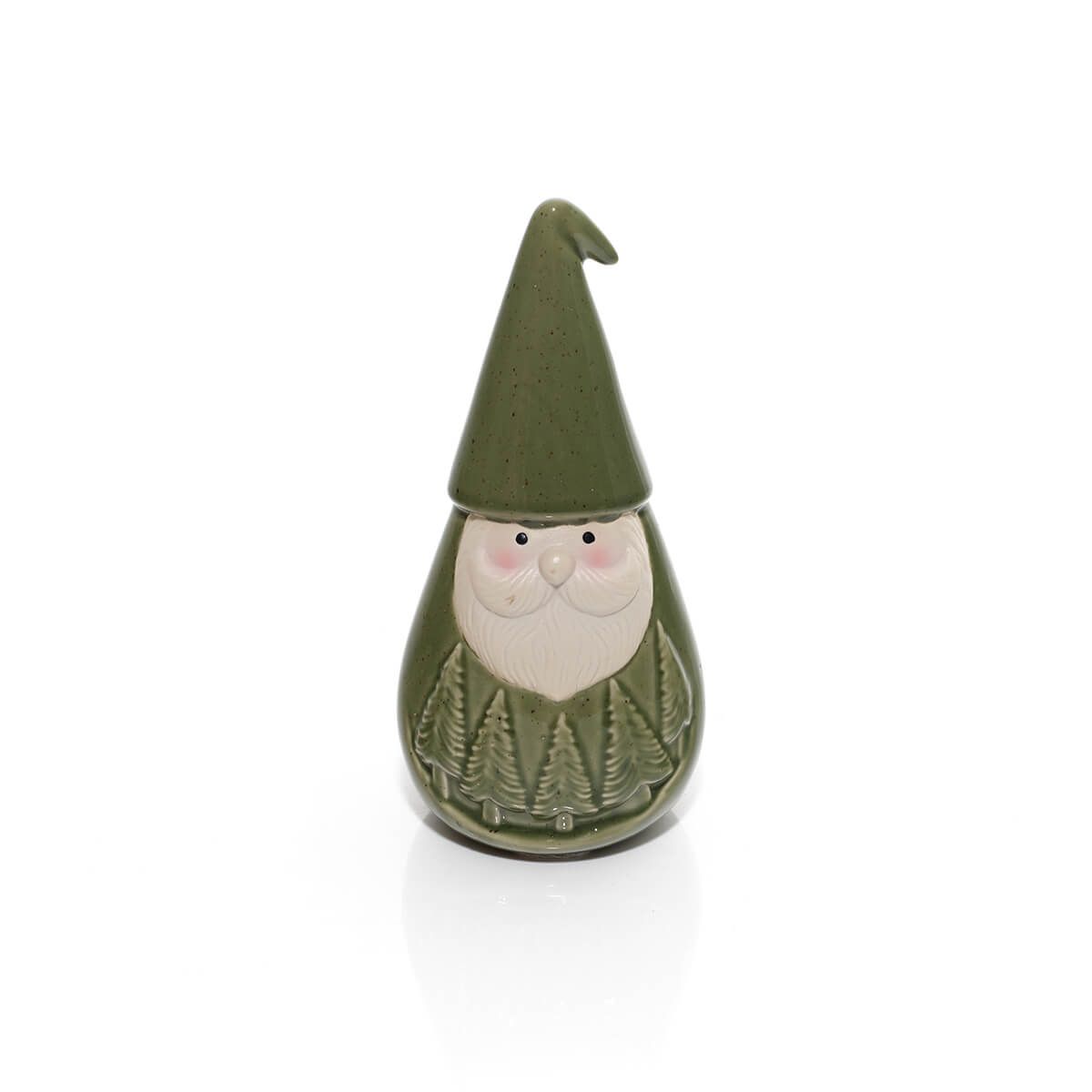 LANGS Evergreen Santa with Embossed Christmas Trees Figurine 24cm