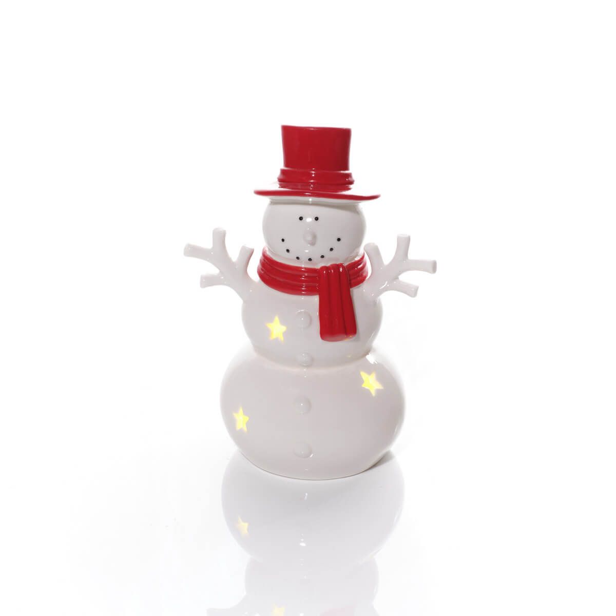 LANGS Hollies and Berries LED Ceramic Snowman Figurine 16cm