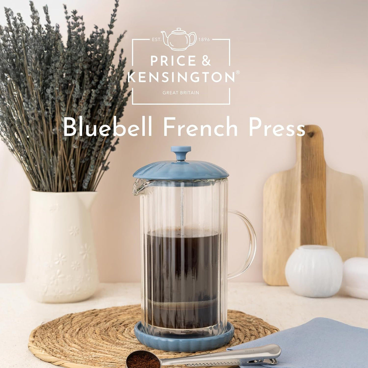 PRICE & KENSINGTON Luxe Cafetiere/French Press Bluebell 1L