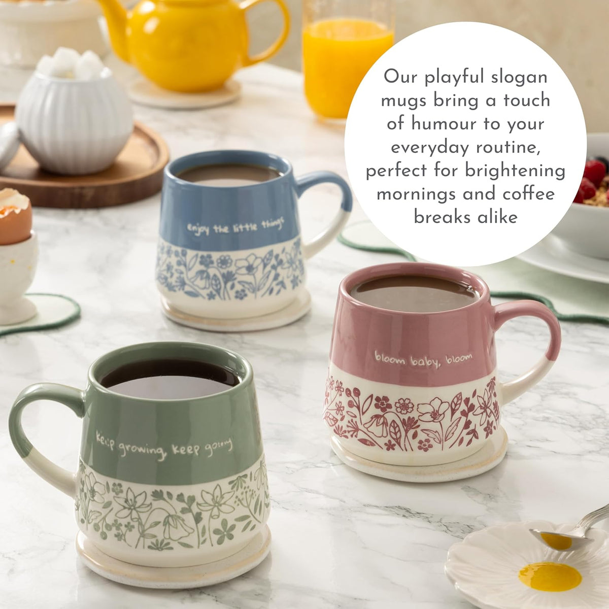 PRICE & KENSINGTON Keep Growing Keep Going Slogan Mug 450ml - Green