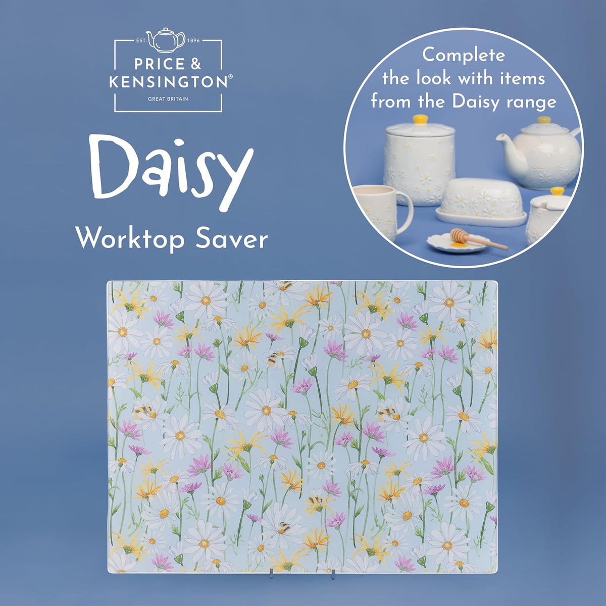 PRICE & KENSINGTON Daisy Glass Worktop Saver 30x40cm