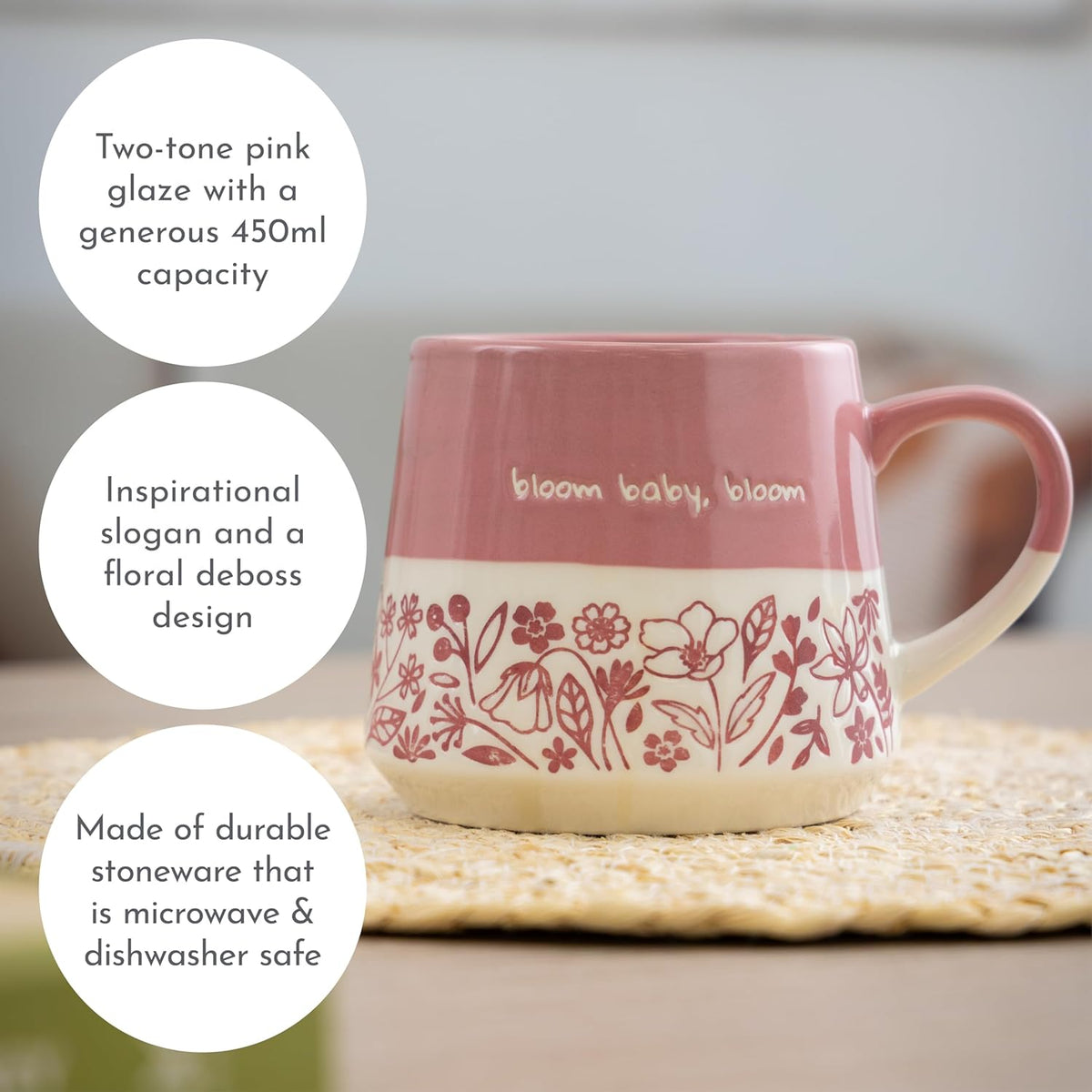 PRICE & KENSINGTON Bloom Baby Bloom Slogan Mug 450ml - Pink