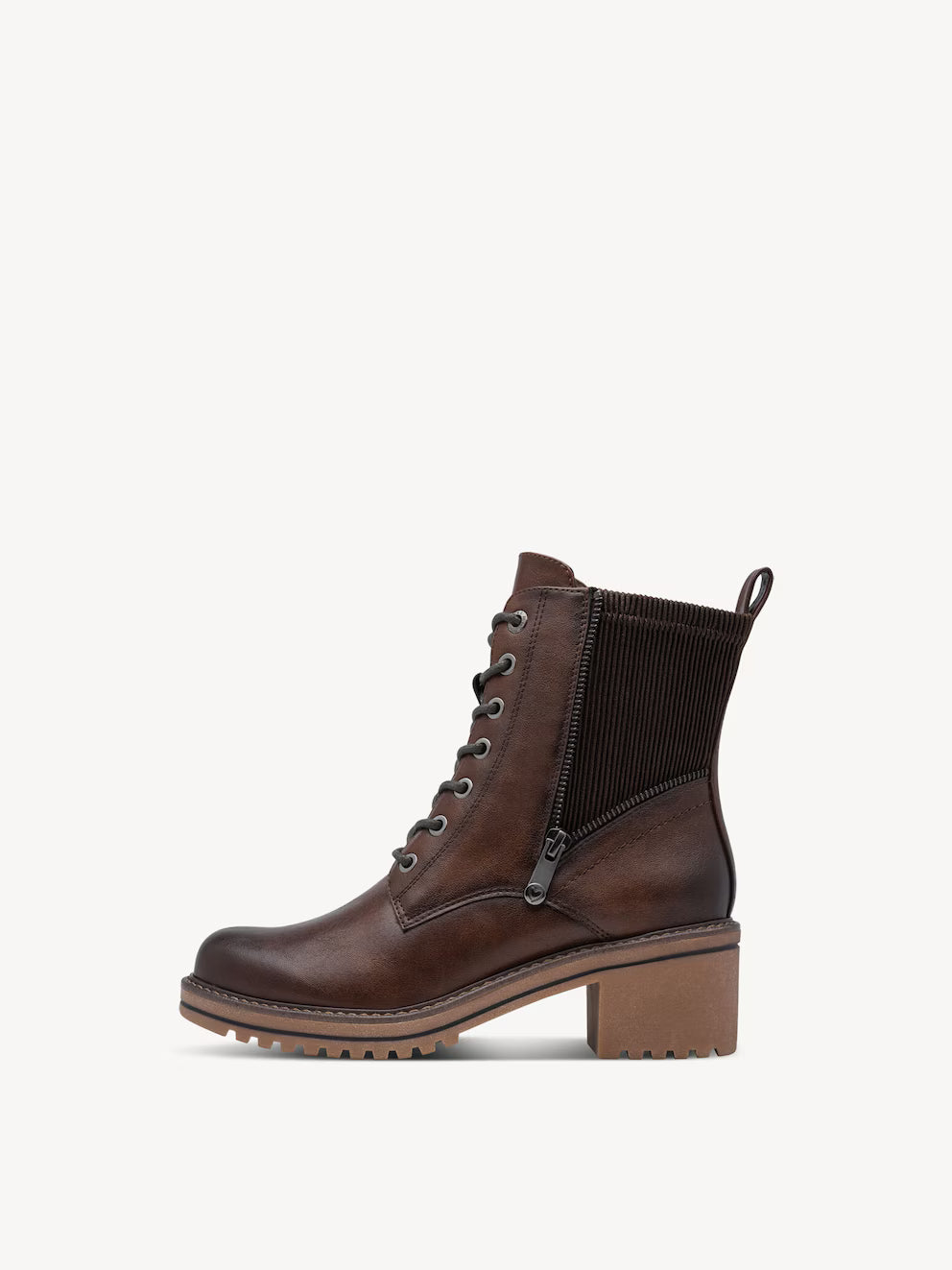 MARCO TOZZI Lace Front Boot - Chestnut