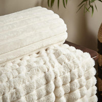 CATHERINE LANSFIELD Cosy Ribbed Blanket Throw - Cream