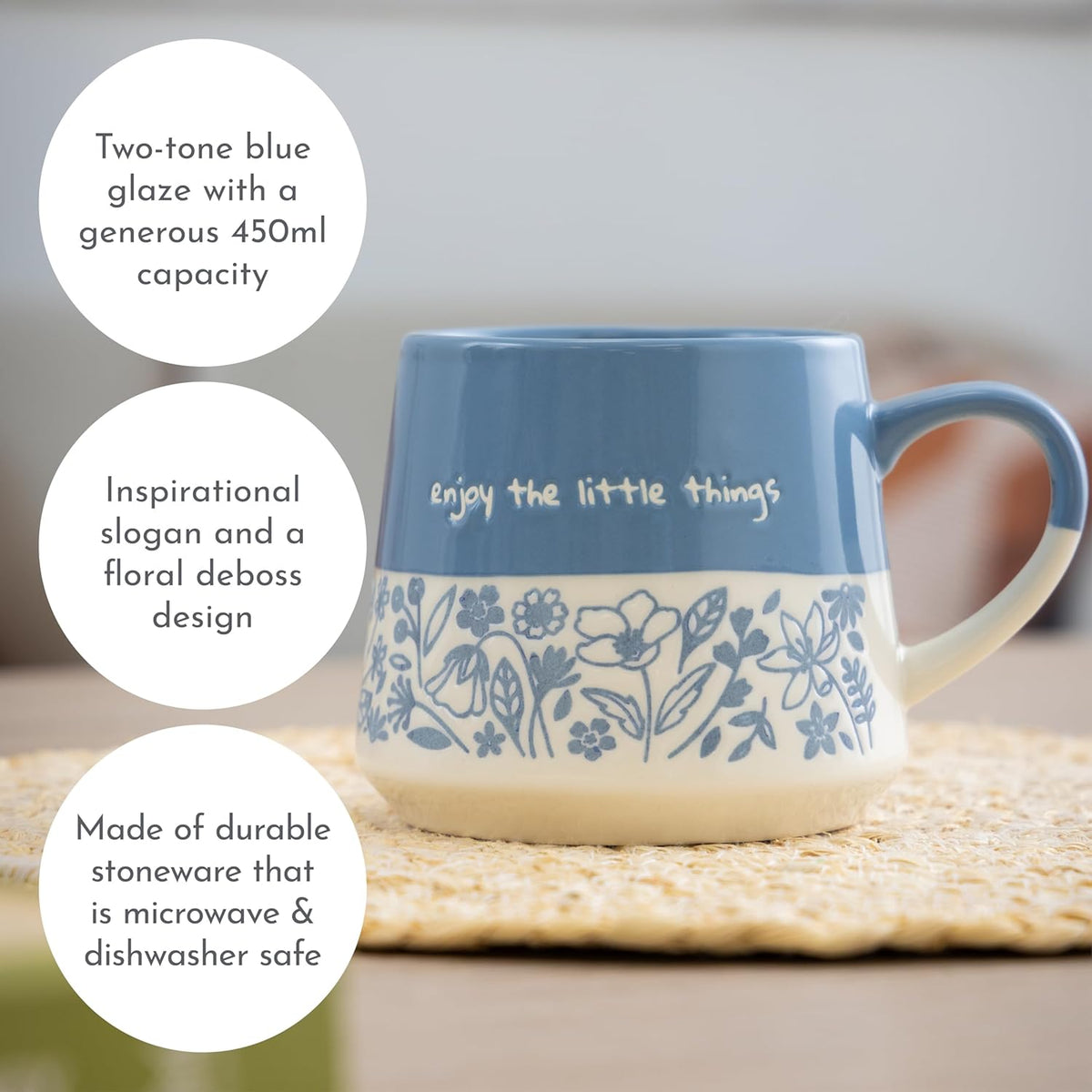 PRICE & KENSINGTON Enjoy The Little Things Slogan Mug 450ml - Blue