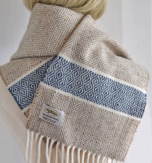 STUDIO DONEGAL Diamond Herringbone Scarf - Fuschia/Teal (Copy)