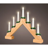 LUMINEO Traditional Battery Operated 7 Light Wooden Candlebridge