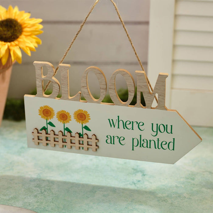 LANGS Bloom Where You Are Planted Wooden Plaque 28x15cm
