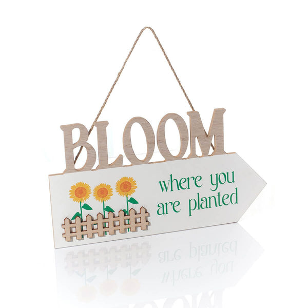 LANGS Bloom Where You Are Planted Wooden Plaque 28x15cm