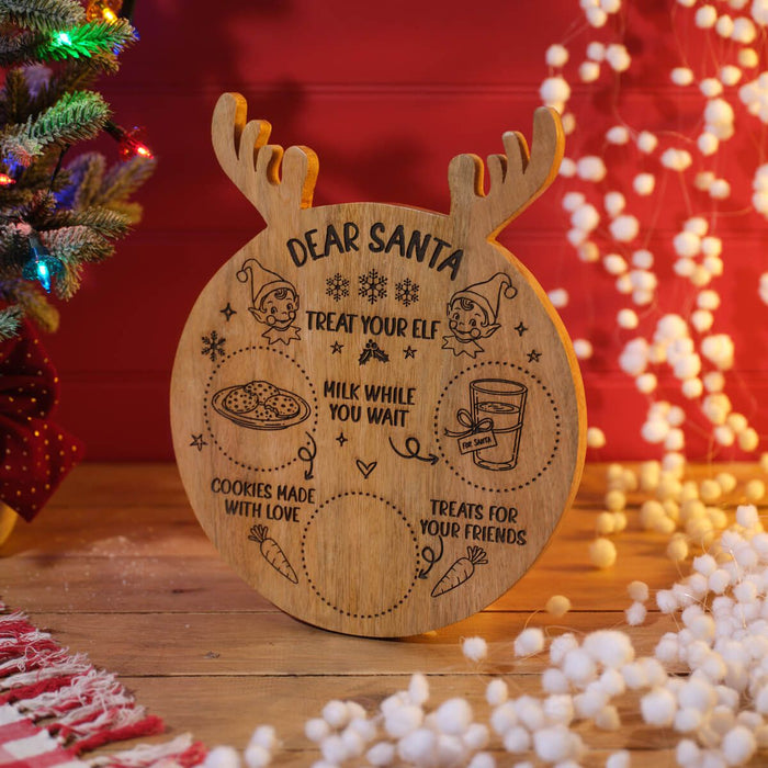 LANGS Elf Crew Mango Wood Santa Treat Board 30x25cm