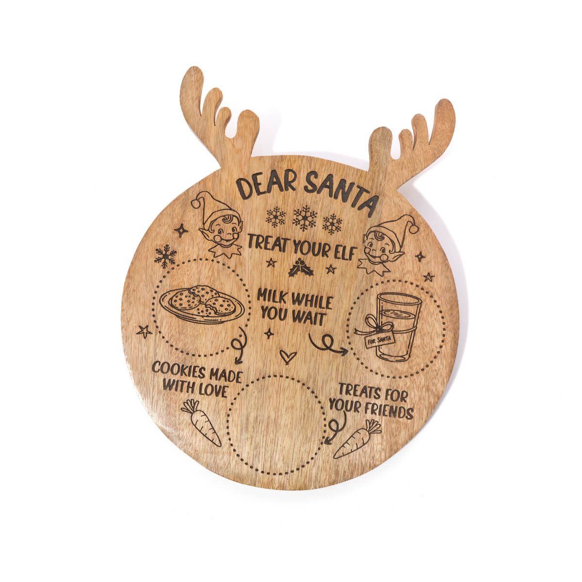 LANGS Elf Crew Mango Wood Santa Treat Board 30x25cm
