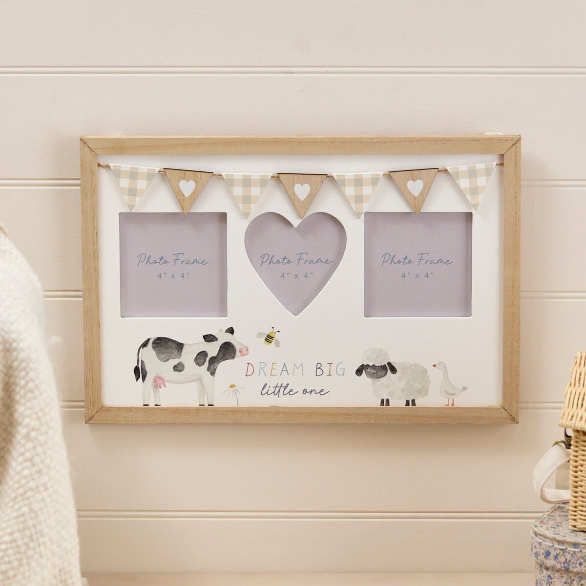 LANGS Baby Triple Photo Frame with Bunting 29x26cm