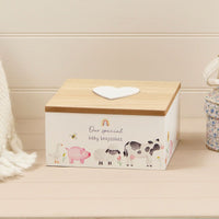 LANGS Baby Keepsakes Farm Animals Wooden Box