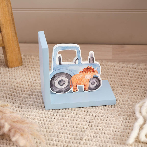 LANGS Highland Cow with Tractor Bookend 15cm