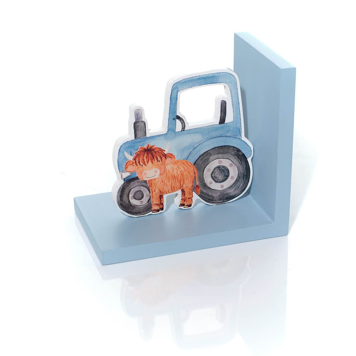 LANGS Highland Cow with Tractor Bookend 15cm