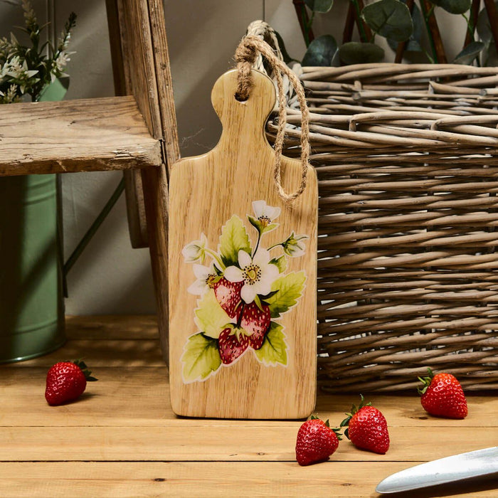 LANGS Mango Wood Trivet With Strawberry Enamel Finish 29cm