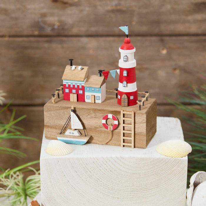 LANGS Nautical Scene 3D Wooden Block Ornament 14x15cm