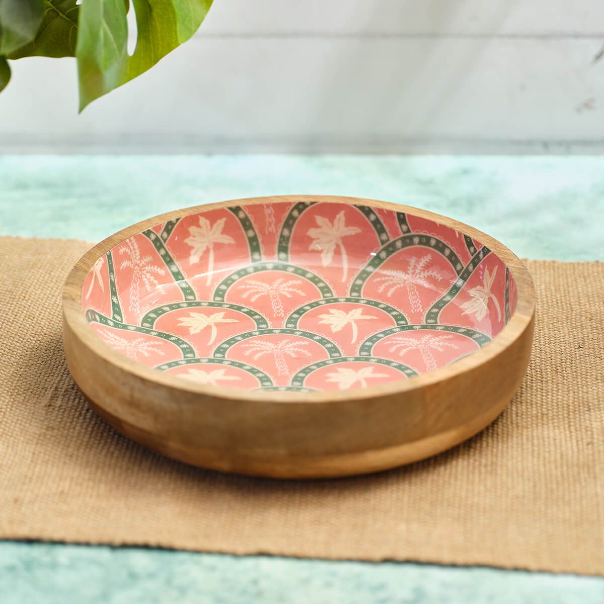 LANGS Palm Paradise Mango Wood Decorative Bowl 26.5cm