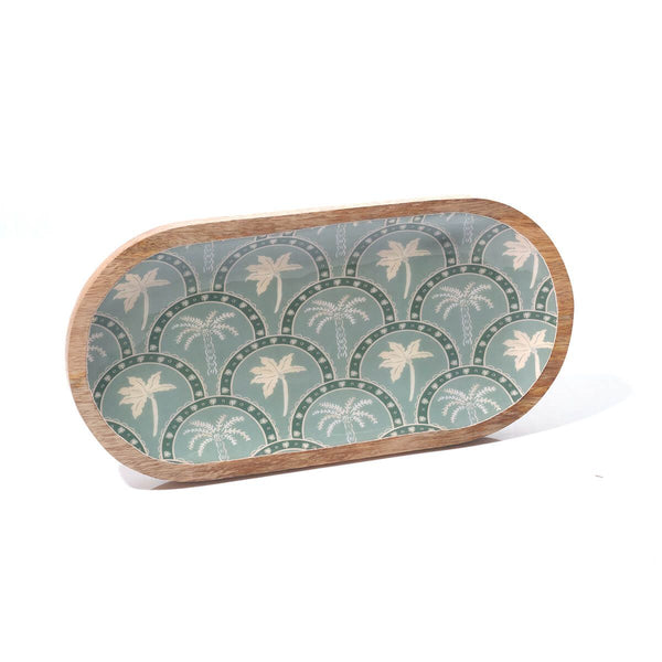 LANGS Palm Paradise Mango Wood Decorative Tray 33x16cm