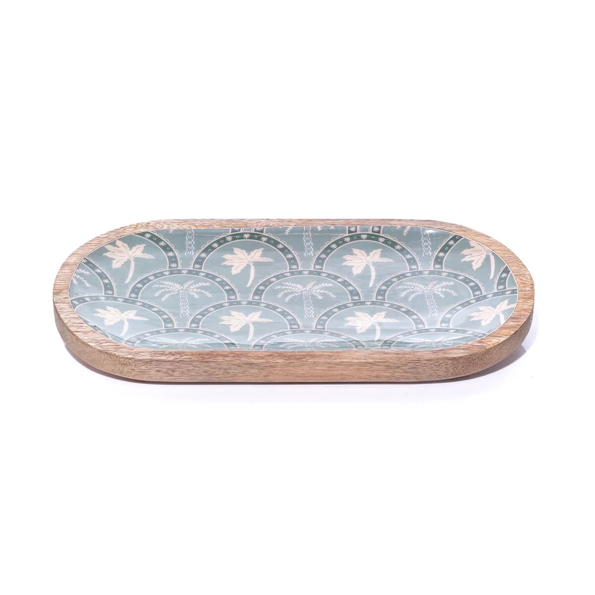 LANGS Palm Paradise Mango Wood Decorative Tray 33x16cm