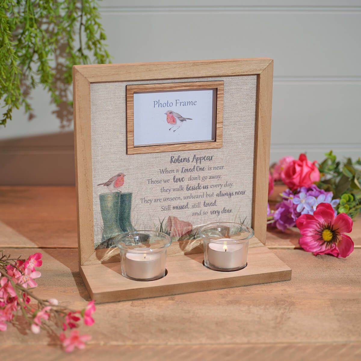 LANGS Robins Appear Double Tealight Photo Frame 23cm