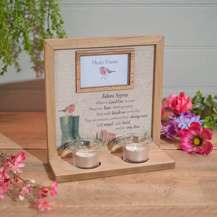 LANGS Robins Appear Double Tealight Photo Frame 23cm