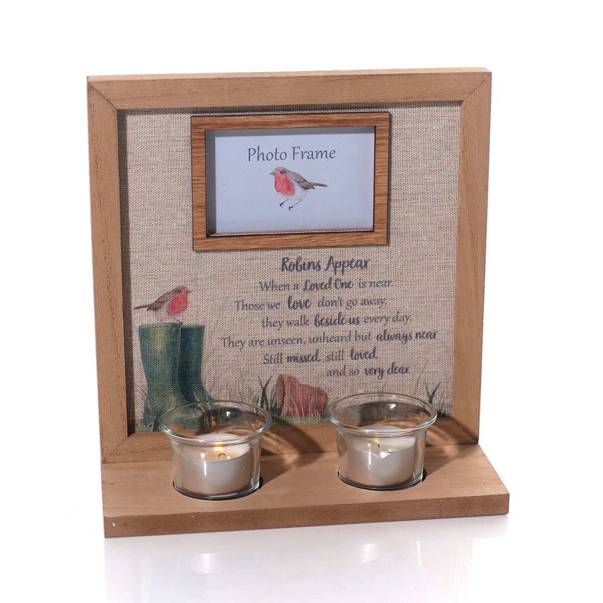 LANGS Robins Appear Double Tealight Photo Frame 23cm