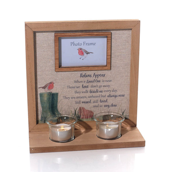 LANGS Robins Appear Double Tealight Photo Frame 23cm