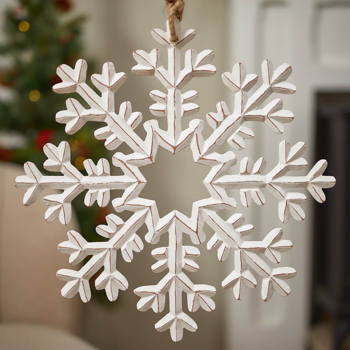LANGS Christmas Large Wooden Snowflake Hanger 40cm