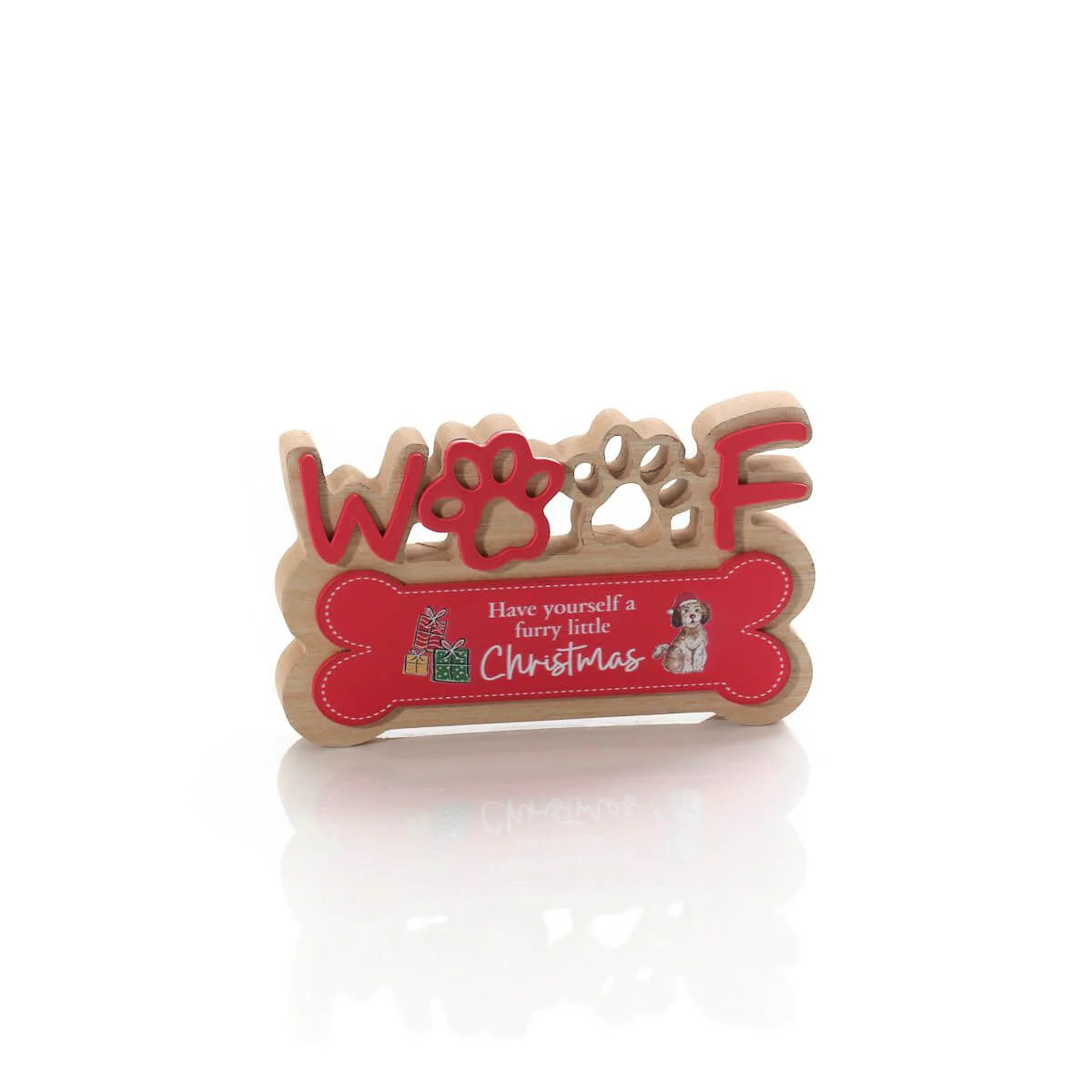 LANGS Furry & Festive Dog Cut Out Woof Christmas Block