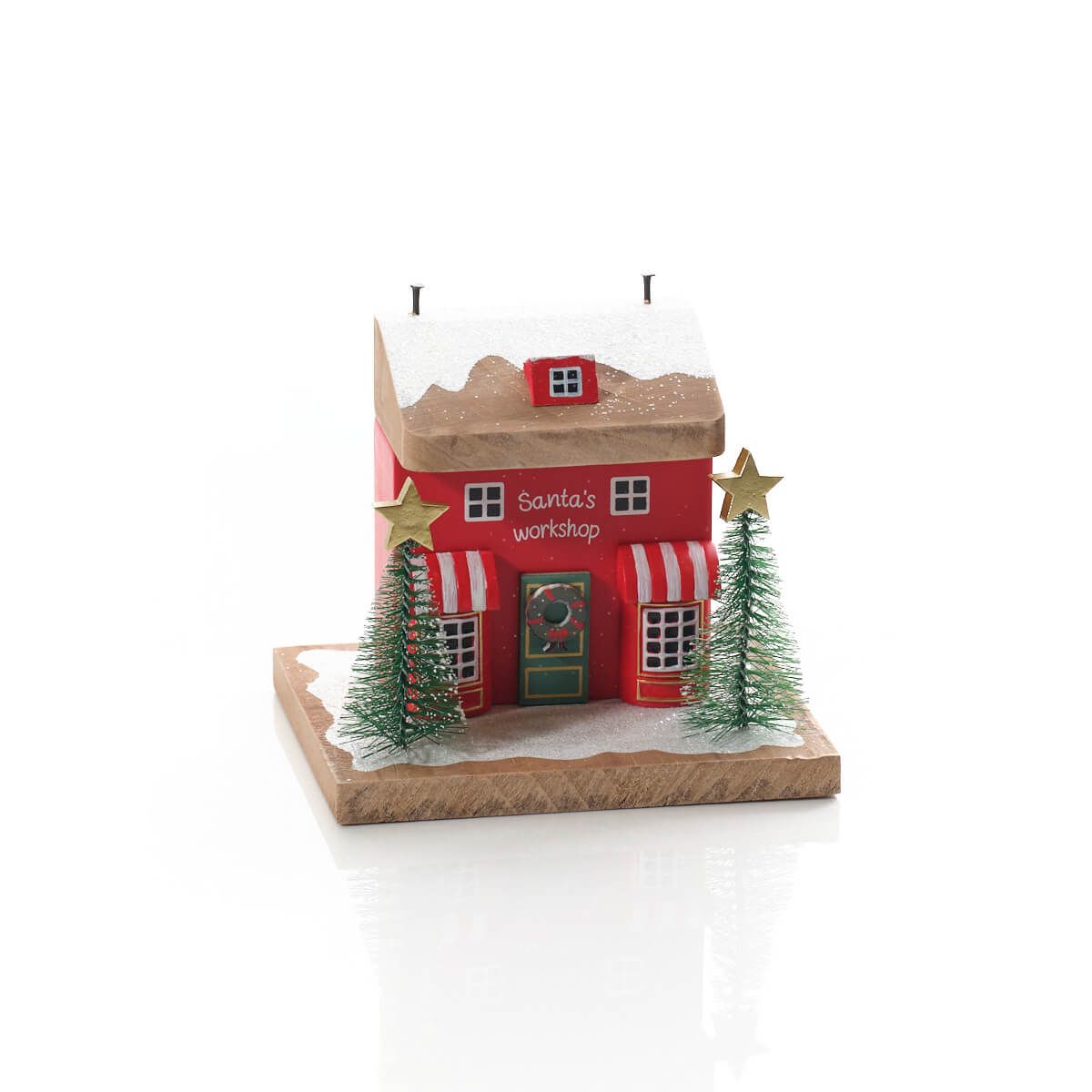 LANGS Winter Wonderland Santa's Workshop Wood Block 14cm