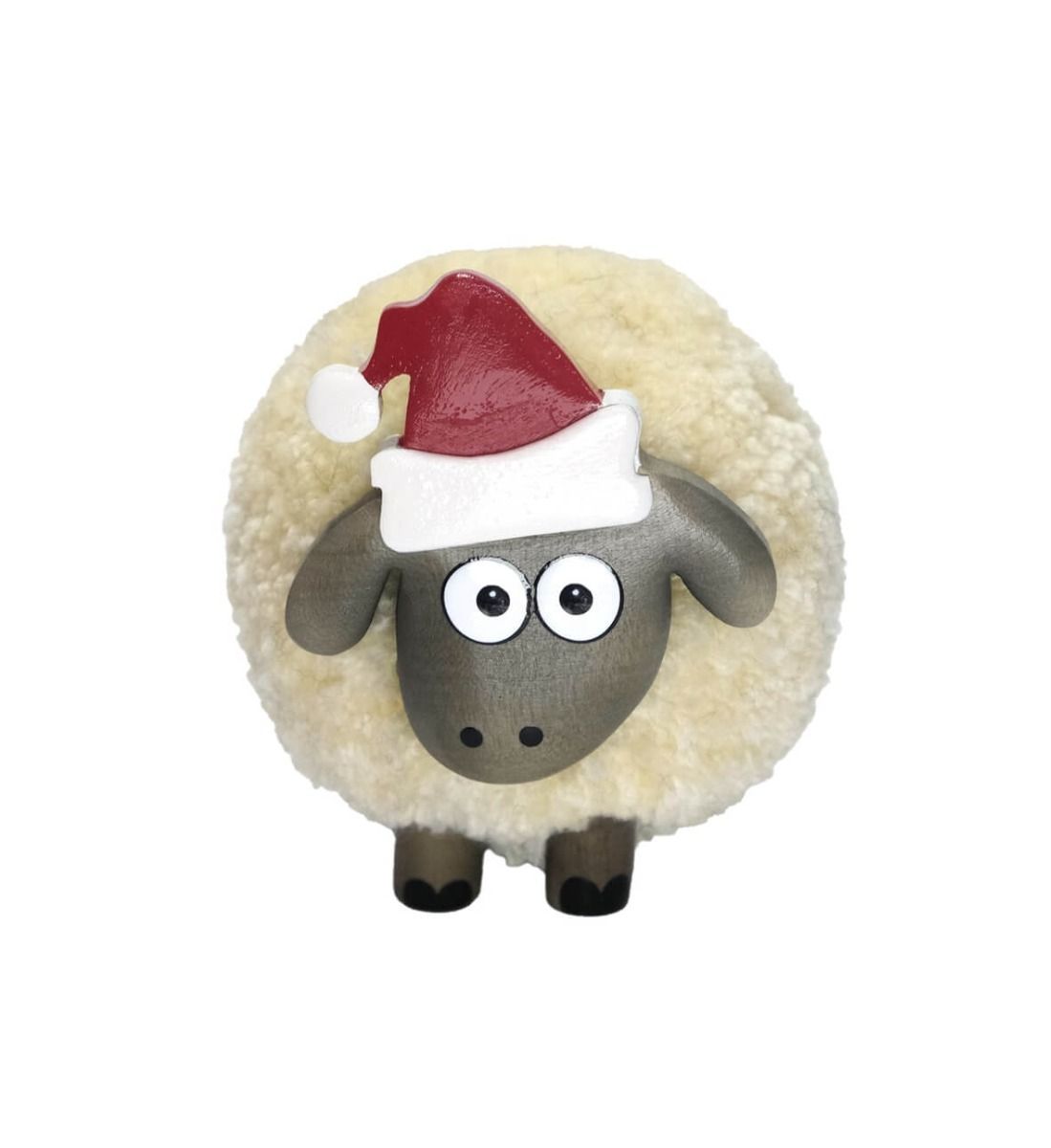 LANGS Christmas Pom Pom Cream Sheep with Santa's Hat 7.5cm