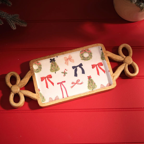 LANGS Merry Little Bows Mango Wood Serving Board 40x15.5cm