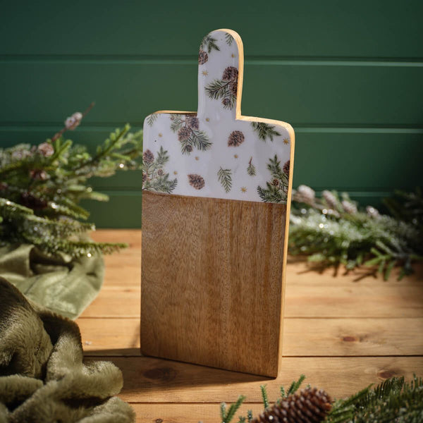 LANGS Evergreen Fir & Pinecone Mango Wood Trivet