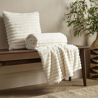 CATHERINE LANSFIELD Cosy Ribbed Blanket Throw - Cream