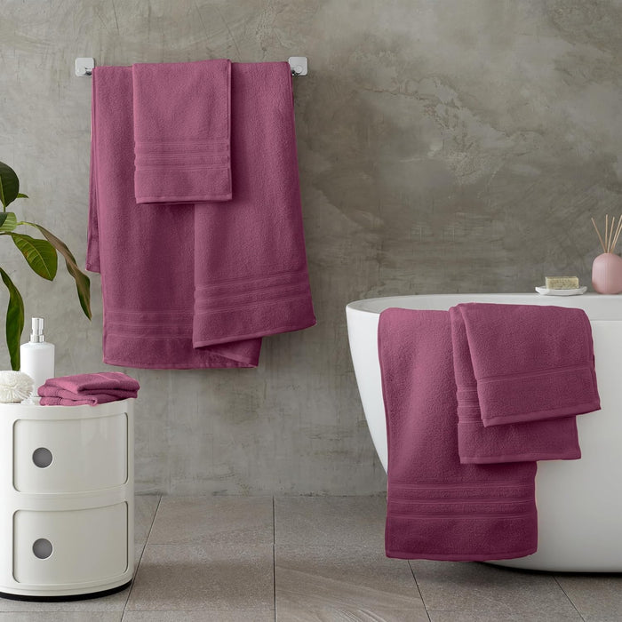 CATHERINE LANSFIELD Zero Twist Cotton Towel - Raspberry (Available in 3 Sizes)