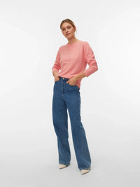 VERO MODA Doffy Round Neck Knitted Pullover - Coral