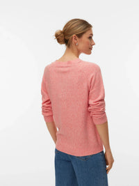 VERO MODA Doffy Round Neck Knitted Pullover - Coral