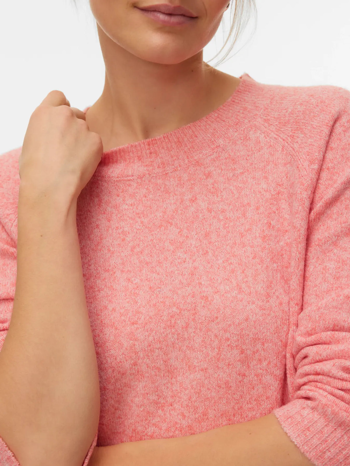 VERO MODA Doffy Round Neck Knitted Pullover - Coral