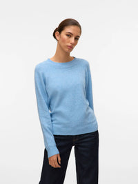 VERO MODA Doffy Round Neck Knitted Pullover - Blue