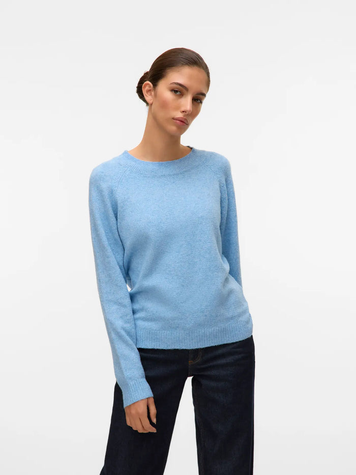 VERO MODA Doffy Round Neck Knitted Pullover - Blue