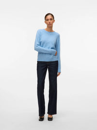 VERO MODA Doffy Round Neck Knitted Pullover - Blue