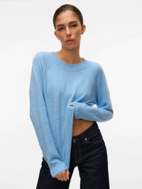 VERO MODA Doffy Round Neck Knitted Pullover - Blue