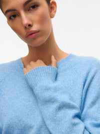 VERO MODA Doffy Round Neck Knitted Pullover - Blue