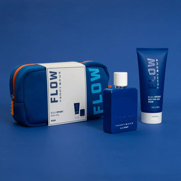 TOMMY BOWE Flow Bleu Sport Wash Bag 2 Piece Giftset